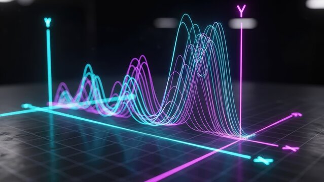 Abstract 3 d graph representation with vibrant colors on a dark background