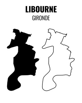 Vector map of administrative boundaries of Libourne, France