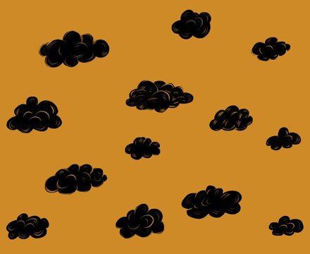Yellow  background with black clouds