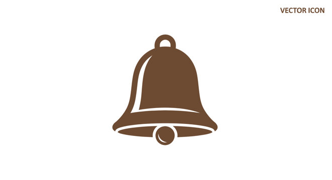 Brown Metal Bell Icon Symbol.