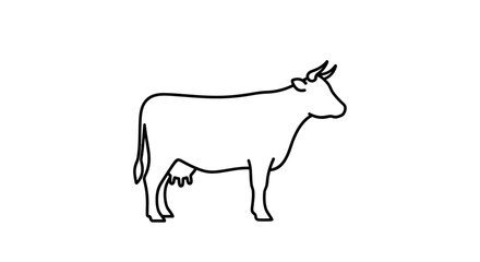 Fototapeta premium Cow Standing Side View Simple Line.