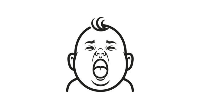 Crying baby with open mouth expression.