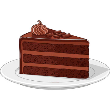 A delicious slice of chocolate cake sits on a white plate.