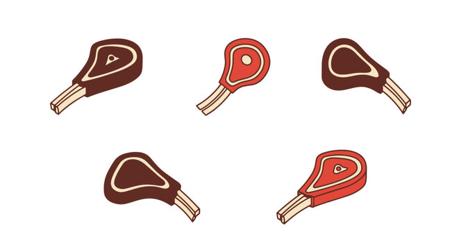 BBQ Lamb Chops Line art vector minimal bold abstract illustration