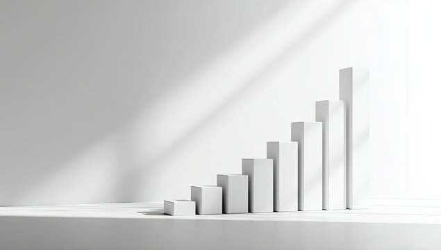 Abstract 3D Bar Chart Representing Growth and Success.