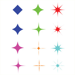 Obraz premium Vibrant Sparkle & Starburst Vector Set: Diverse Twinkle, Shine, & Light Effect Elements for Design
