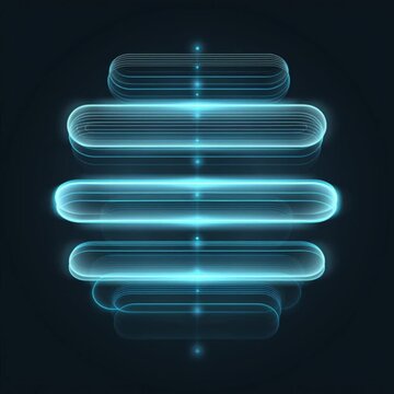 Glowing blue neon geometric layers pulsate in a rhythmic animation creating dynamic visual motion for modern digital background displays and science effects