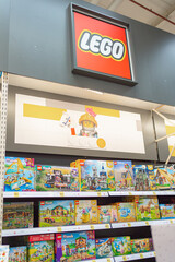 Naklejka premium Bad Hersfeld, Germany, 04.21.2026: Retail Shop with Toys, lego
