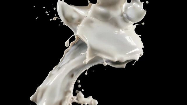 A dynamic splash of white liquid against a black background.