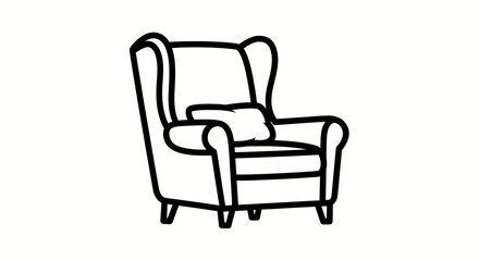 Fototapeta premium wingback chair line art illustration for interior design and furniture branding