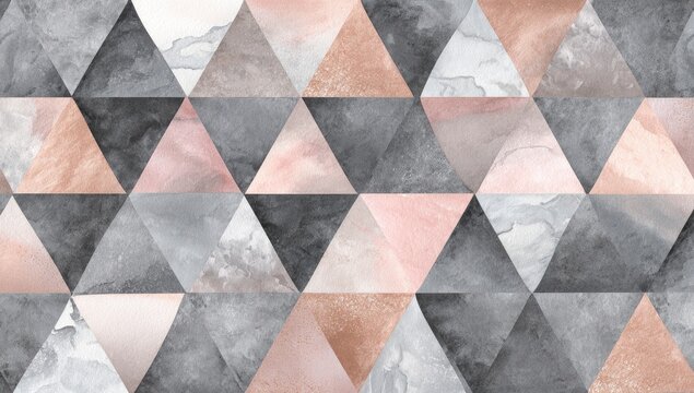 Geometric Triangle Pattern with Marble and Rose Gold Textures.
