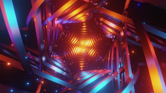 4k seamless VJ loop featuring an infinite movements of abstract structures for VJ sets, high-tech club visuals, electronic music festivals, stage screens, LED video walls, backdrop