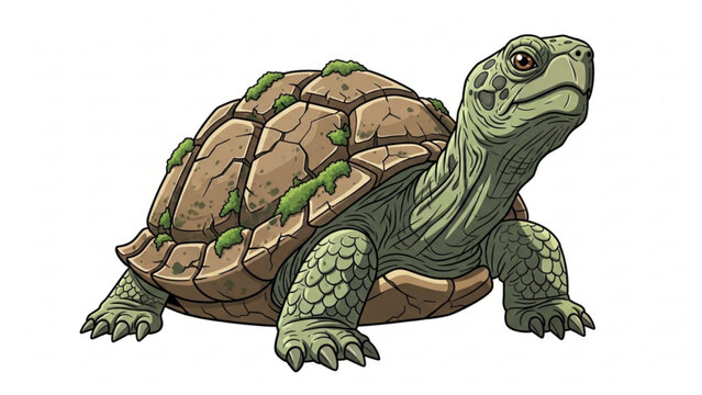 Realistic Tortoise Turtle Animal Illustration Isolated on White Background