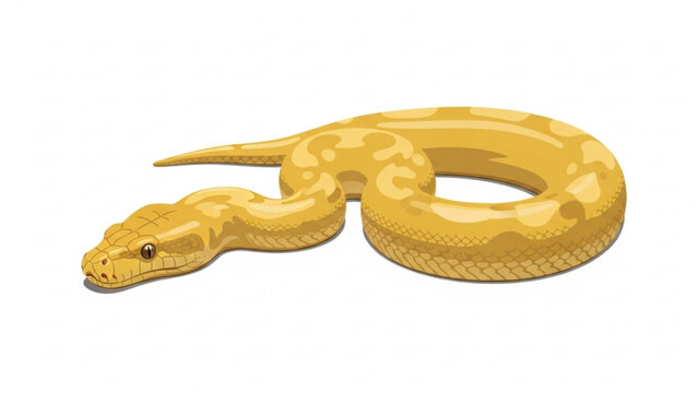 Yellow albino ball python snake isolated on white background vector illustration