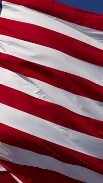 American Flag Waving in Wind Vertical 4K Slow Motion