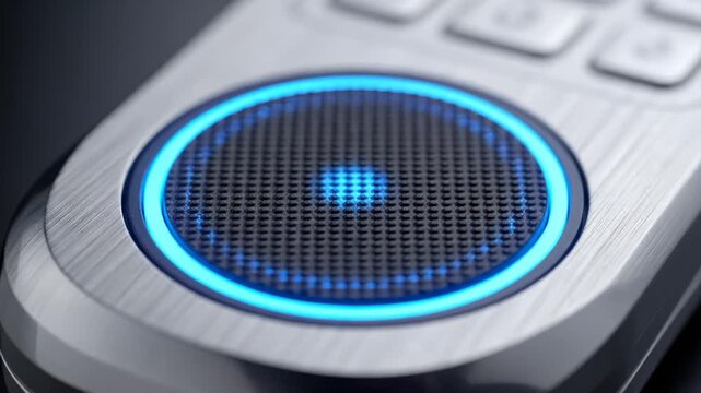 Close Up of Biometric Fingerprint Scanner Activating With Blue Light