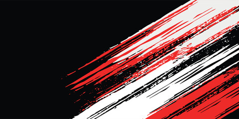 Fototapeta premium Aged gunge texture. Scratched black structure with red brush decorative illustration. Hand-drawn painted abstract background vector eps10