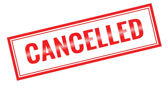 Red cancelled stamp on white background for marking documents  notification