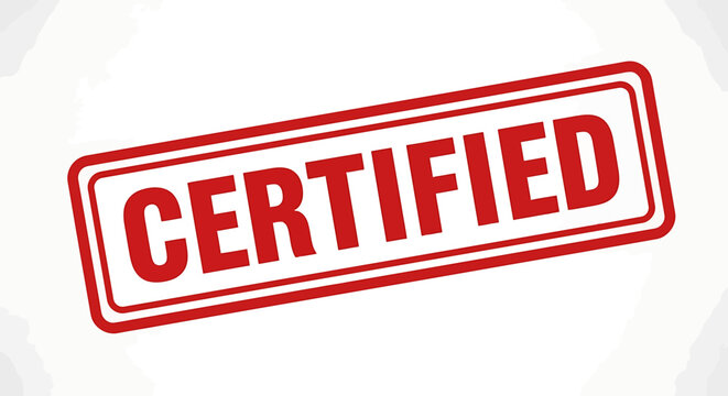 Red certified stamp on white background for approval and verification purposes