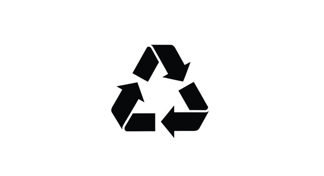 A black recycling symbol consisting of three chasing arrows
