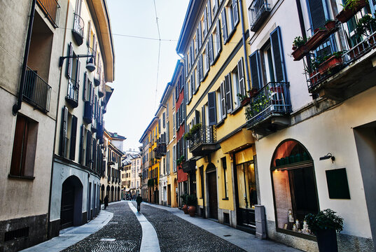 A quiet street in the Brera district of Milan, Italy, a historic area known for its artistic charm and old-world feel.