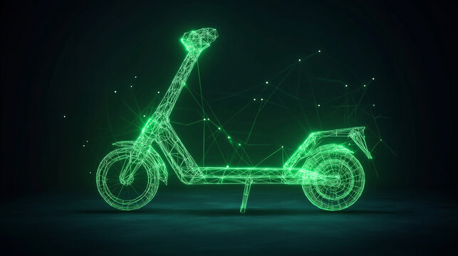 electric scooter transportation technology digital low poly wireframe concept
