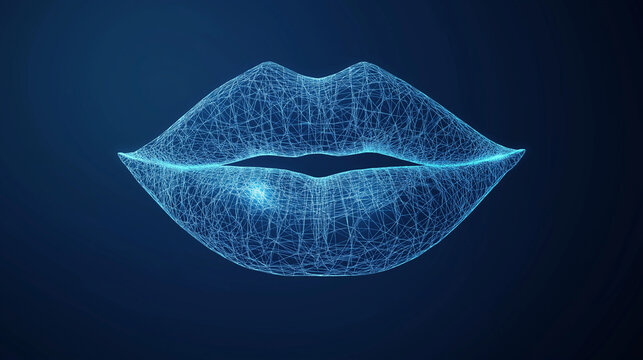 lip mouth teeth digital technology low poly wireframe concept