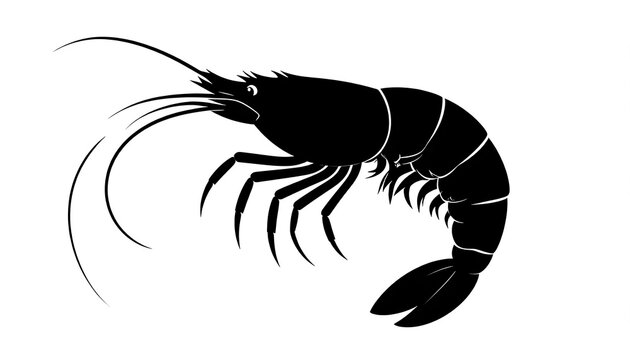 Black silhouette of a shrimp seafood.