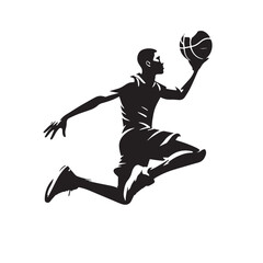Black Basketball player  Silhouette Vector, High Quality Illustration on White Background © Craftdot