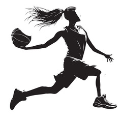 Black Basketball player  Silhouette Vector, High Quality Illustration on White Background © Craftdot