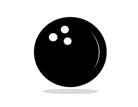 Black bowling ball with white holes.
