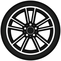 Obraz premium Black and white car wheel closeup.
