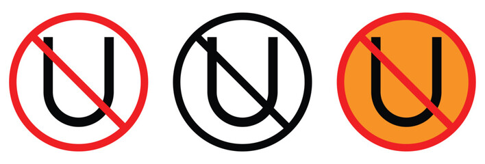 U Turn Not Allowed Road Sign with Red Circle Restriction Vector. © maxmoyen25