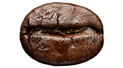 Naklejka premium Close-up view of a single roasted coffee bean on a PNG Transparent background