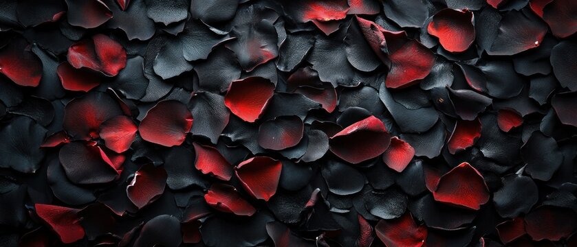 Red and black rose petals dark floral background texture