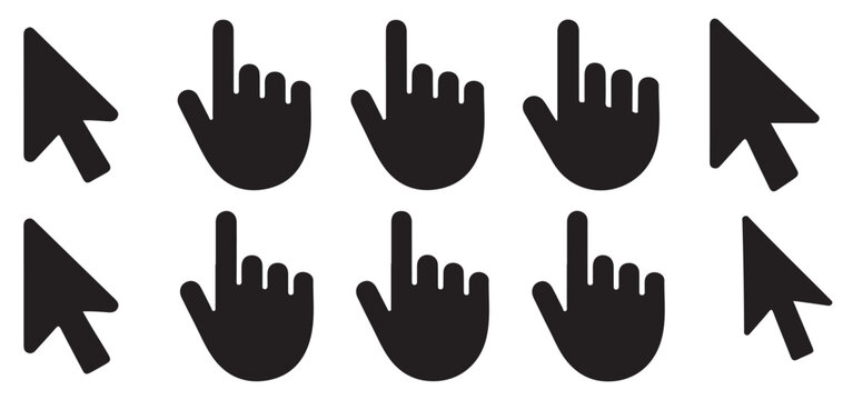 Flat design black hand pointer icons for modern websites vector illustration eps 10