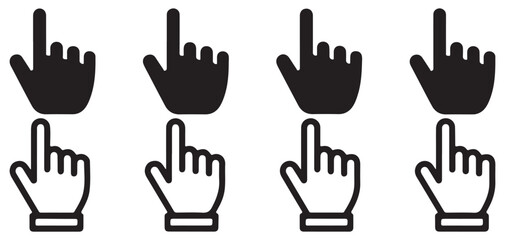 Obraz premium Sharp black hand cursor pointer icons for digital displays vector illustration eps 10