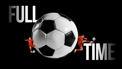 Full Time Soccer Match Result Poster with Football and Players on Black Background Website Banner and youtube thumbnail © Hafiz