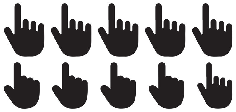 Rounded black hand finger pointer icons for interface design vector illustration eps 10