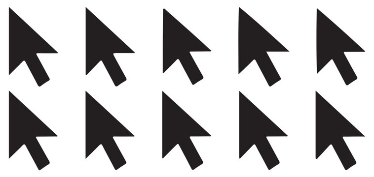 Modern minimalist black arrow pointer icons for computer interface vector illustration eps 10