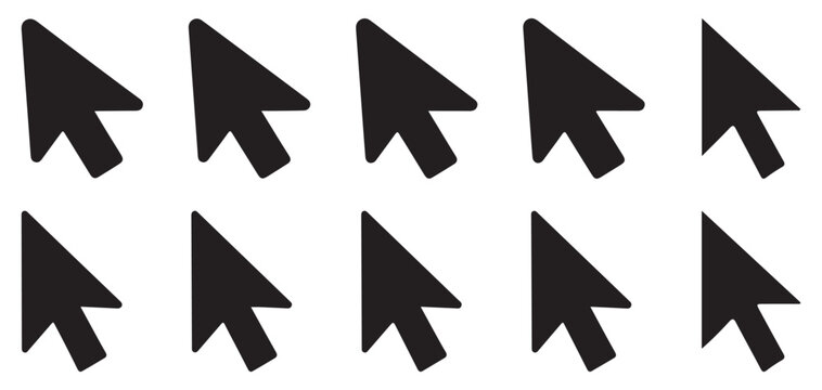 Set of black mouse cursor arrow icons for web design vector illustration eps 10