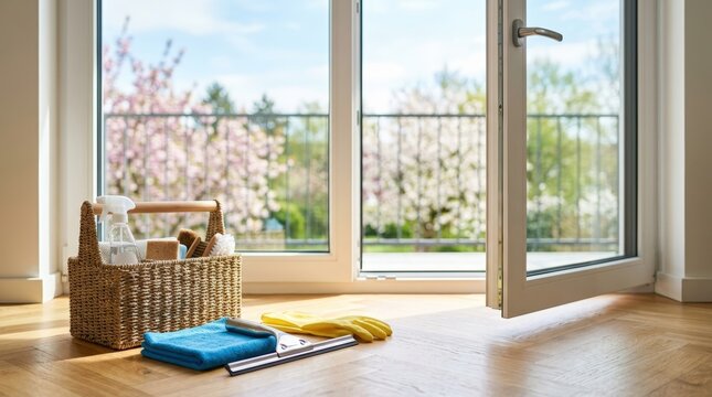 Object only scene of open balcony door window glowing