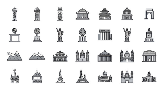 Global Landmarks and Icons Collection - Pixel Art Style