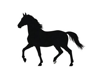 Fototapeta premium Black horse silhouette running free.