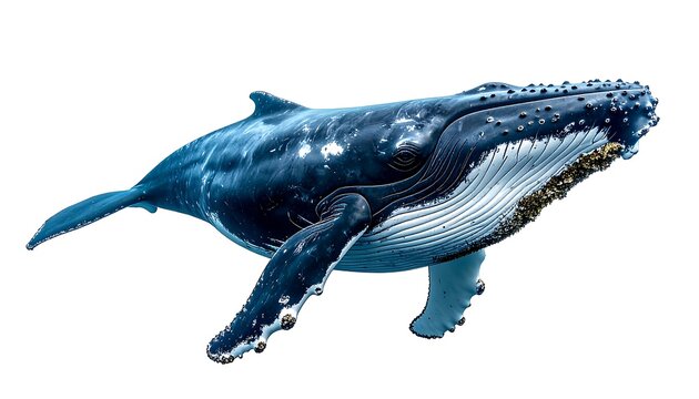 Large blue whale swimming ocean waters.