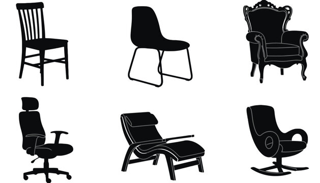Chair vector silhouettes collection for design and decoration purposes