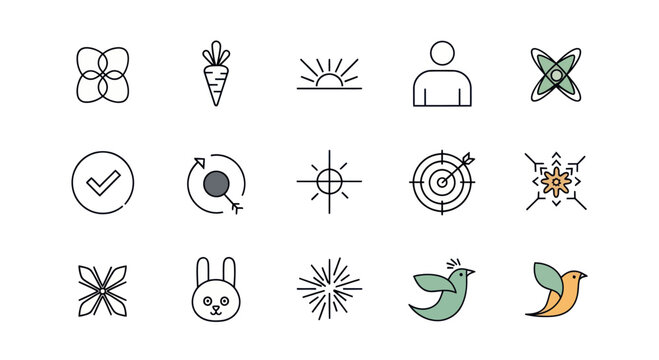 Minimalist Icons Set: Nature, Business, Lifestyle, and Abstract Symbols