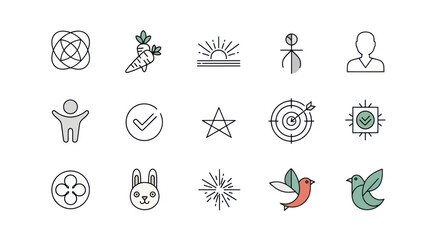 Fototapeta premium Modern Icon Set: Business, Lifestyle, Nature, and Abstract Symbols