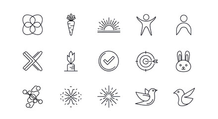 Fototapeta premium Modern Line Icons Set: Business, Nature, Lifestyle, and Symbols