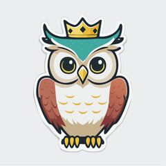 Obraz premium Cute Owl Wearing a Crown Sticker